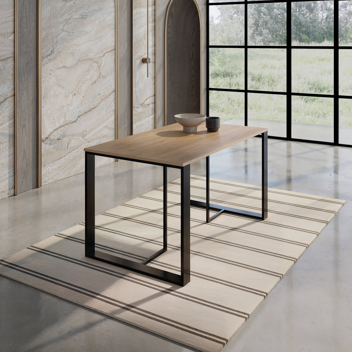 Kilnor 140x80cm Dining Table for 4 with Black Metal Legs — Black Wood / Anthracite
