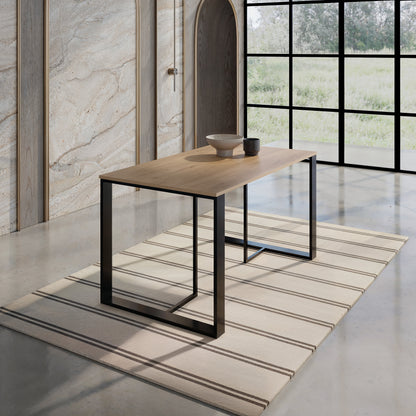 Kilnor 140x80cm Dining Table for 4 with Black Metal Legs — Black Wood / Anthracite
