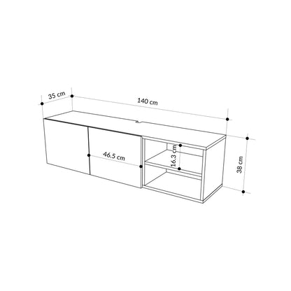 Gilvar 140cm Floating-Style TV Unit with 2 Soft-Close Doors — Travertine