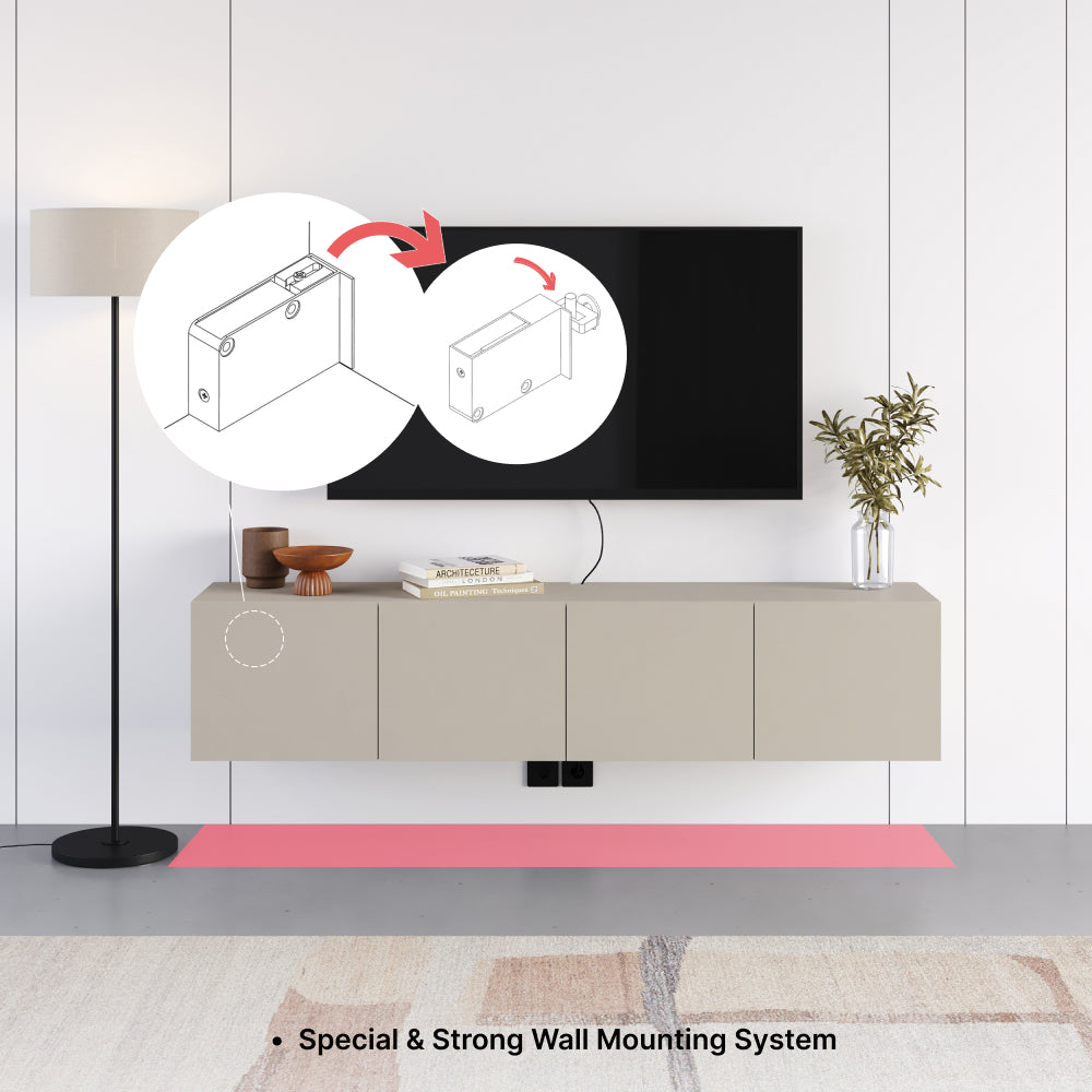Gilvar 140cm Floating-Style TV Unit with 2 Soft-Close Doors — White