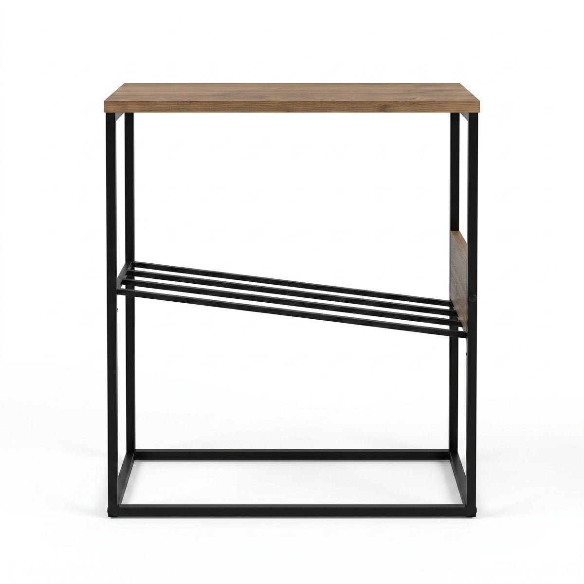 Rimble 55cm End Table with Angled Book Rack — Dark Oak Effect