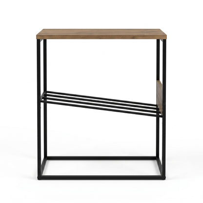 Rimble 55cm End Table with Angled Book Rack — Dark Oak Effect