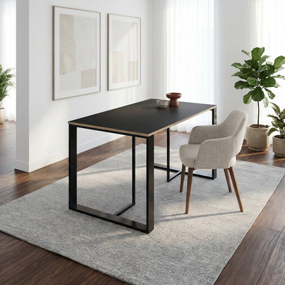 Kilnor 140x80cm Dining Table for 4 with Black Metal Legs — Black Wood