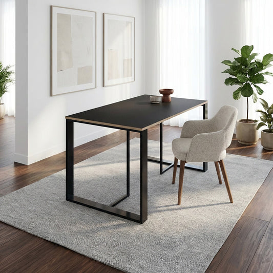Kilnor 140x80cm Dining Table for 4 with Black Metal Legs — Black Wood