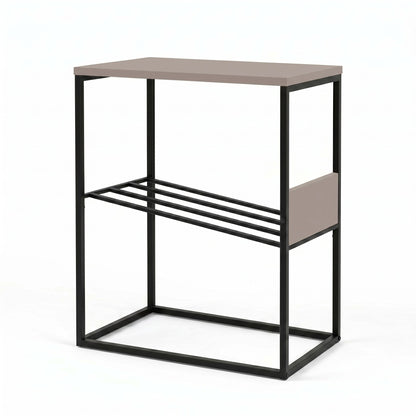 Rimble 55cm End Table with Angled Book Rack — Light Mocha