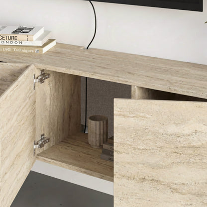 Hesmo 180cm Wall-Mounted TV Unit with 4 Soft-Close Doors — Travertine