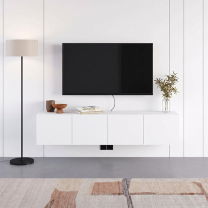Hesmo 180cm Wall-Mounted TV Unit with 4 Soft-Close Doors — White