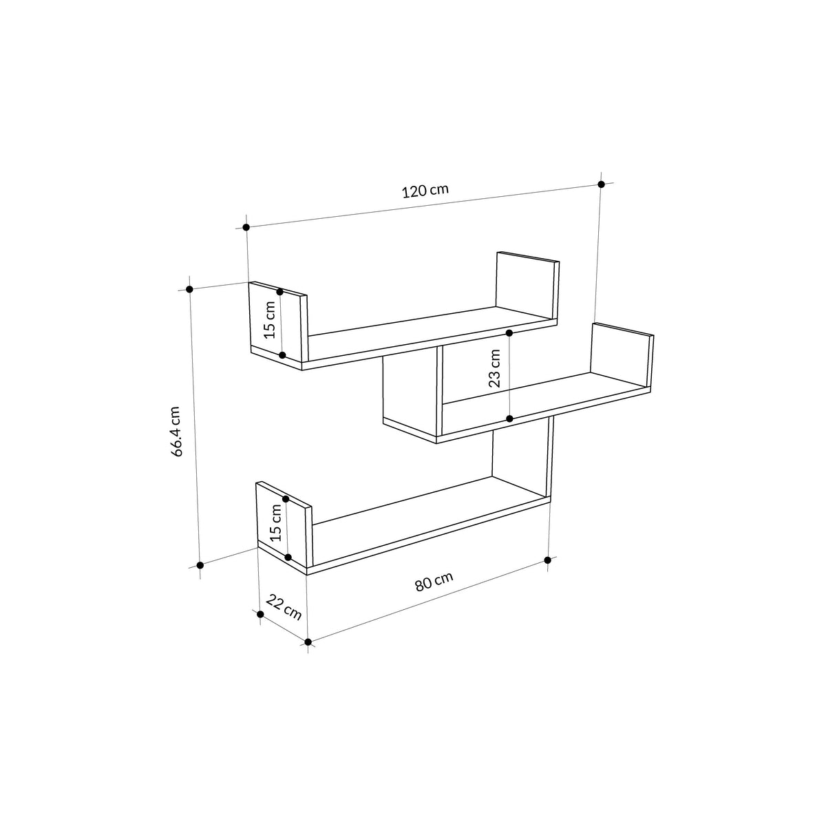 Snerra 119 cm 3-Tier Wall-Mounted Shelf Unit — Anthracite Grey, image 9