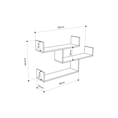 Snerra 119 cm 3-Tier Wall-Mounted Shelf Unit — Anthracite Grey, image 9