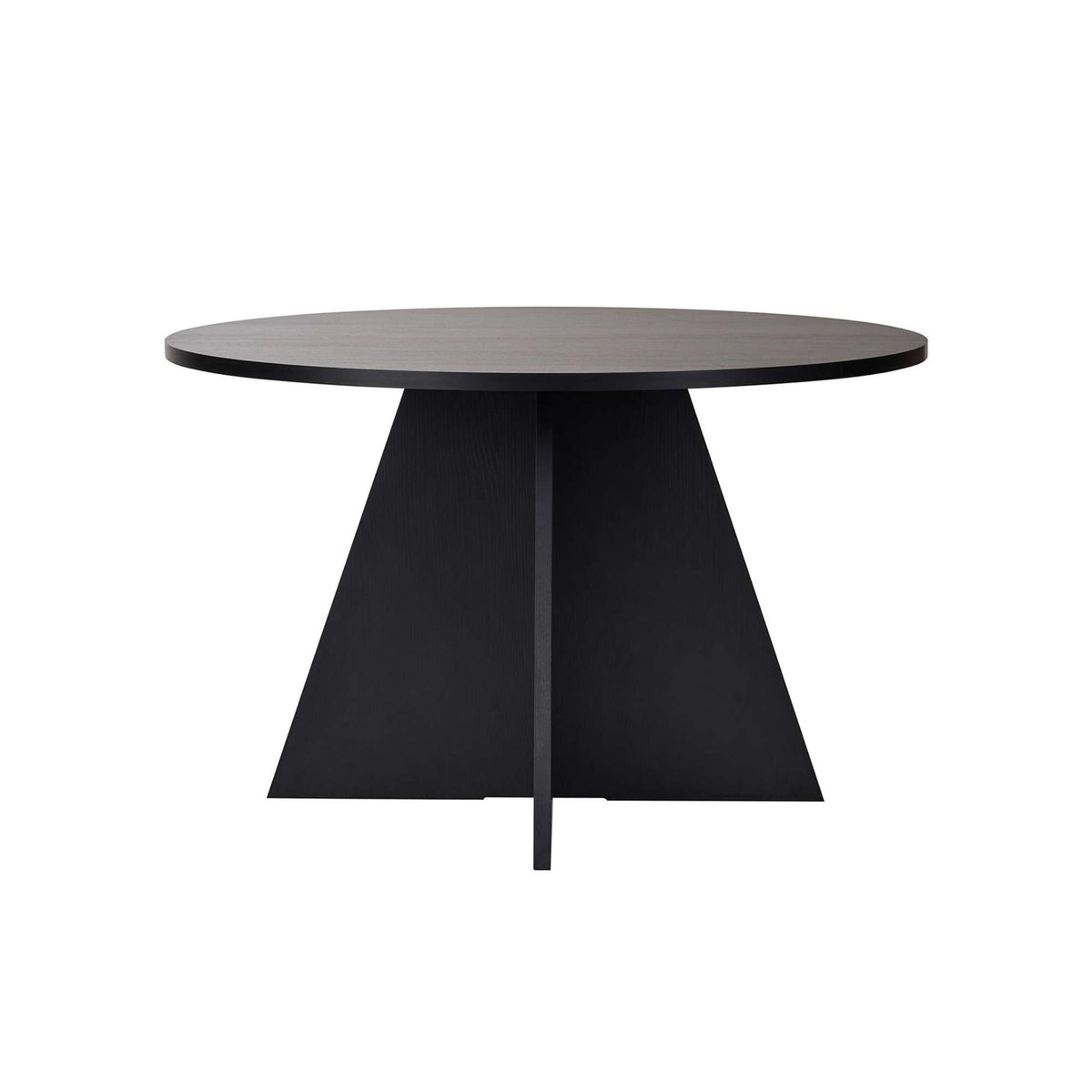 Tamsk 120cm Round Dining Table for 4 with Panel Legs — Black Wood