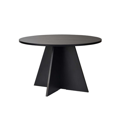 Tamsk 120cm Round Dining Table for 4 with Panel Legs — Black Wood
