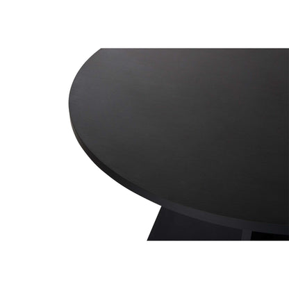Tamsk 120cm Round Dining Table for 4 with Panel Legs — Black Wood