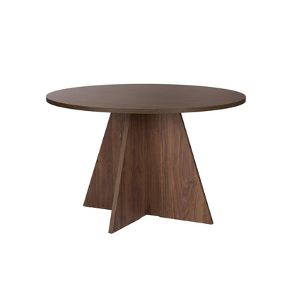 Tamsk 120cm Round Dining Table for 4 with Panel Legs — Dark Brown Oak Effect