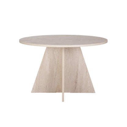 Tamsk 120cm Round Dining Table for 4 with Panel Legs — Travertine