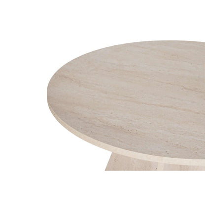 Tamsk 120cm Round Dining Table for 4 with Panel Legs — Travertine