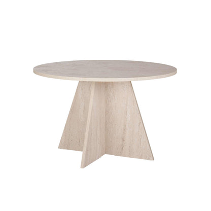 Tamsk 120cm Round Dining Table for 4 with Panel Legs — Travertine