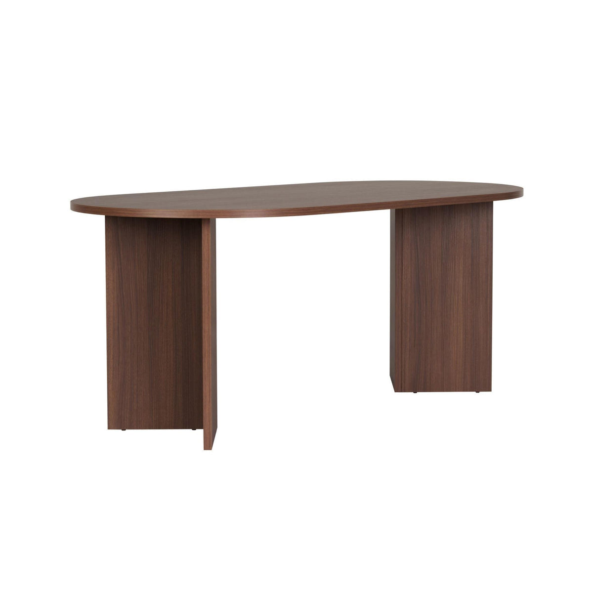 Vanrik 180x90cm Oval Dining Table with Twin Panel Legs — Dark Brown Oak Effect