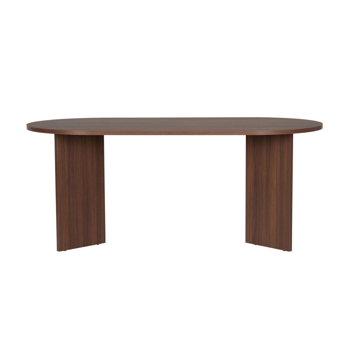 Vanrik 180x90cm Oval Dining Table with Twin Panel Legs — Dark Brown Oak Effect
