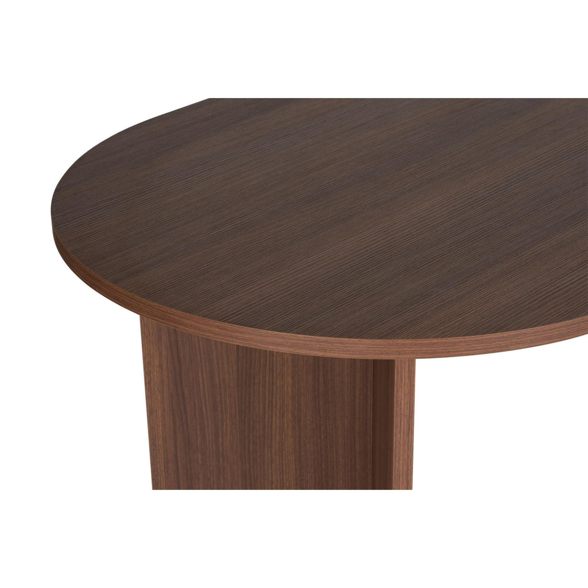 Vanrik 180x90cm Oval Dining Table with Twin Panel Legs — Dark Brown Oak Effect