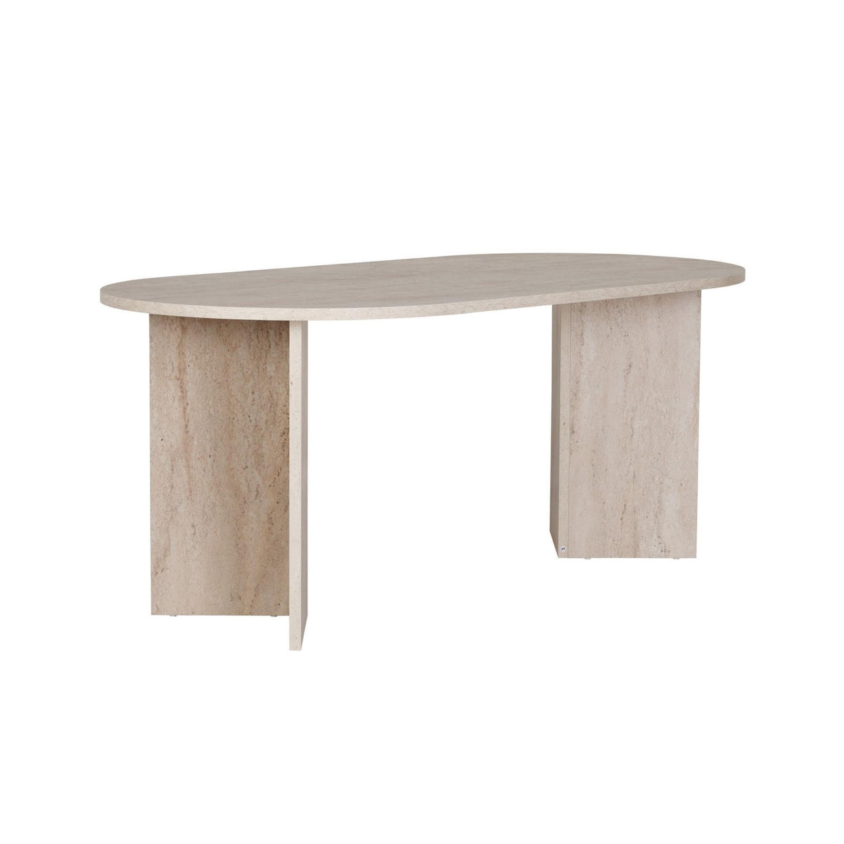 Vanrik 180x90cm Oval Dining Table with Twin Panel Legs — Travertine