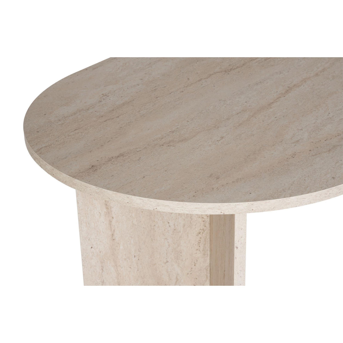 Vanrik 180x90cm Oval Dining Table with Twin Panel Legs — Travertine