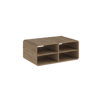 Bevund 80 cm Coffee Table with 4 Open Compartments — Dark Brown Oak Effect