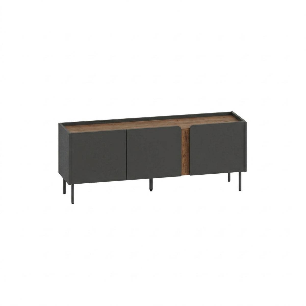 Eskor 140cm TV Stand with 3 Soft-Close Doors & 5 Shelves — Natural Oak, Anthracite