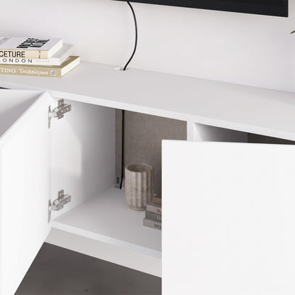 Hesmo 180cm Wall-Mounted TV Unit with 4 Soft-Close Doors — White