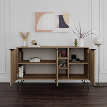 Modern sideboard cabinet with metal legs and closed storage, ideal for living room, dining area or hallway
