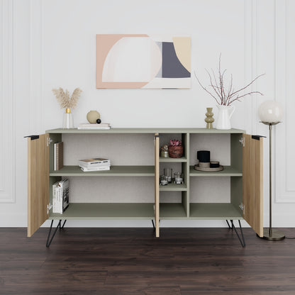 Modern sideboard cabinet with metal legs and closed storage, ideal for living room, dining area or hallway