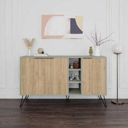 Modern sideboard cabinet with metal legs and closed storage, ideal for living room, dining area or hallway