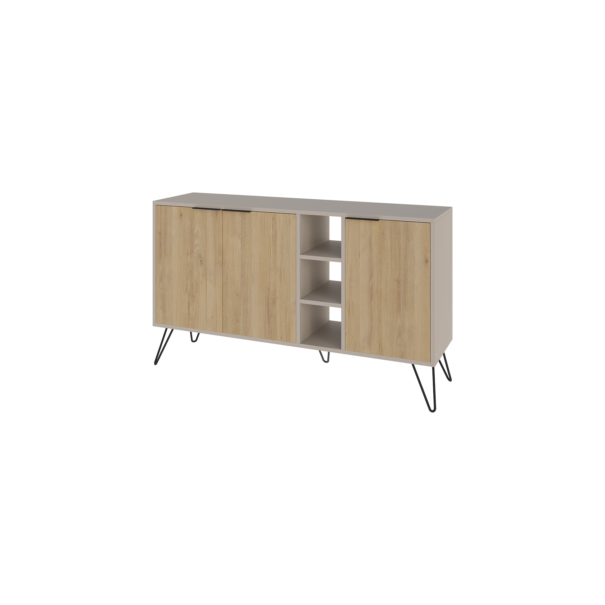 Modern sideboard cabinet with metal legs and closed storage, ideal for living room, dining area or hallway