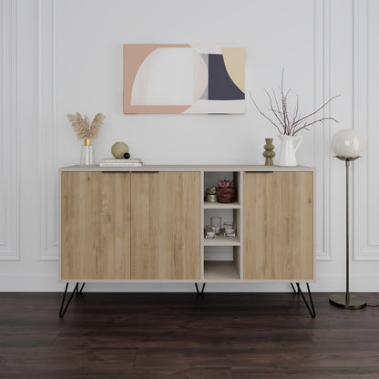 Modern sideboard cabinet with metal legs and closed storage, ideal for living room, dining area or hallway