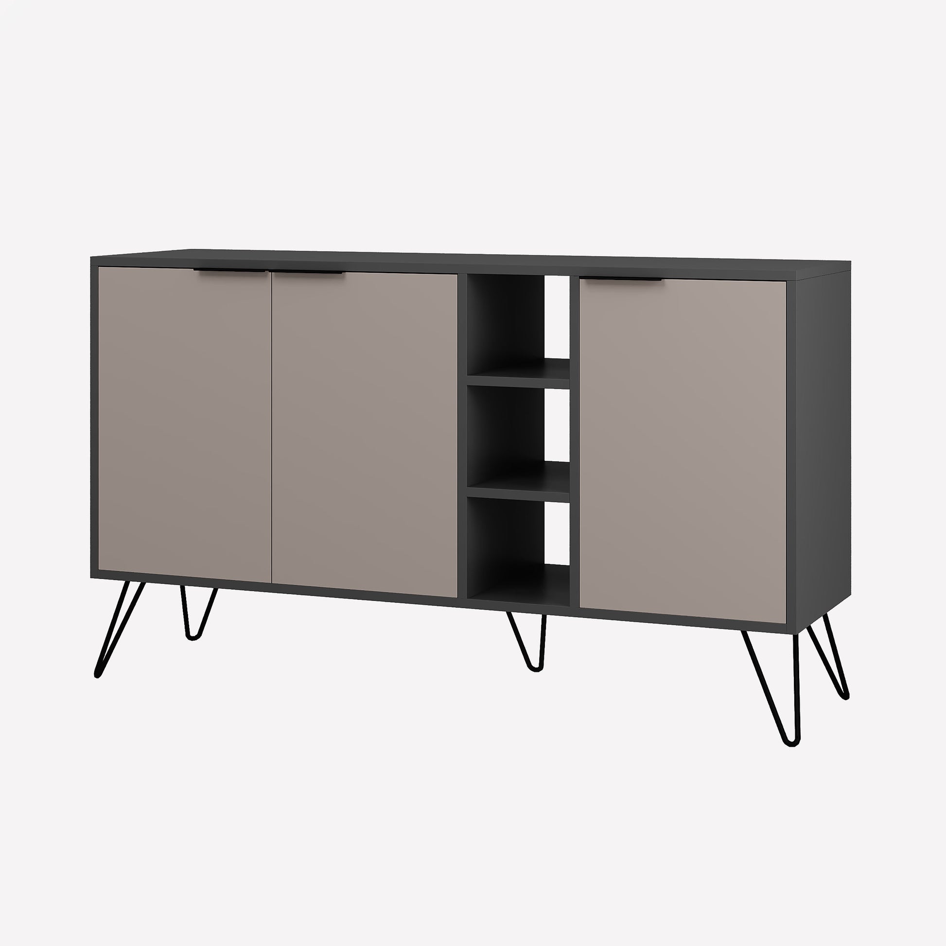 Modern sideboard cabinet with metal legs and closed storage, ideal for living room, dining area or hallway