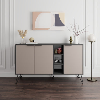 Modern sideboard cabinet with metal legs and closed storage, ideal for living room, dining area or hallway