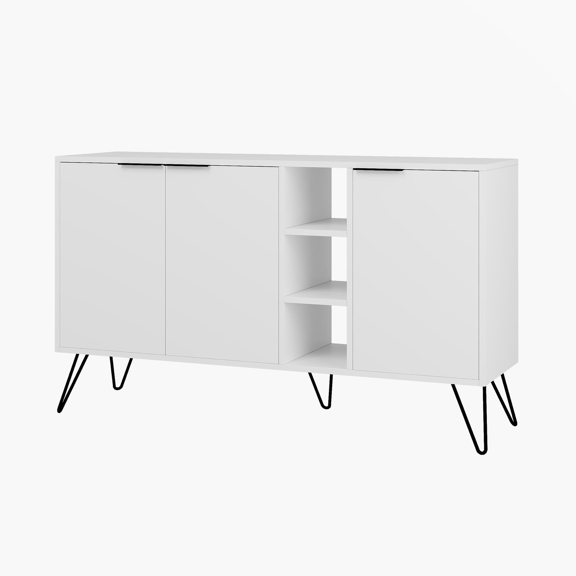 Modern sideboard cabinet with metal legs and closed storage, ideal for living room, dining area or hallway
