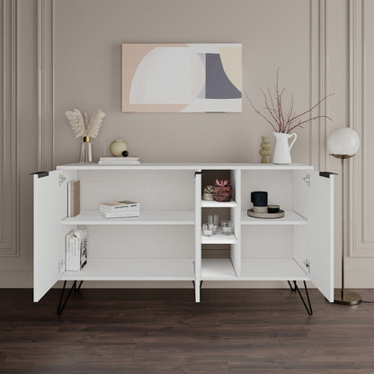 Modern sideboard cabinet with metal legs and closed storage, ideal for living room, dining area or hallway