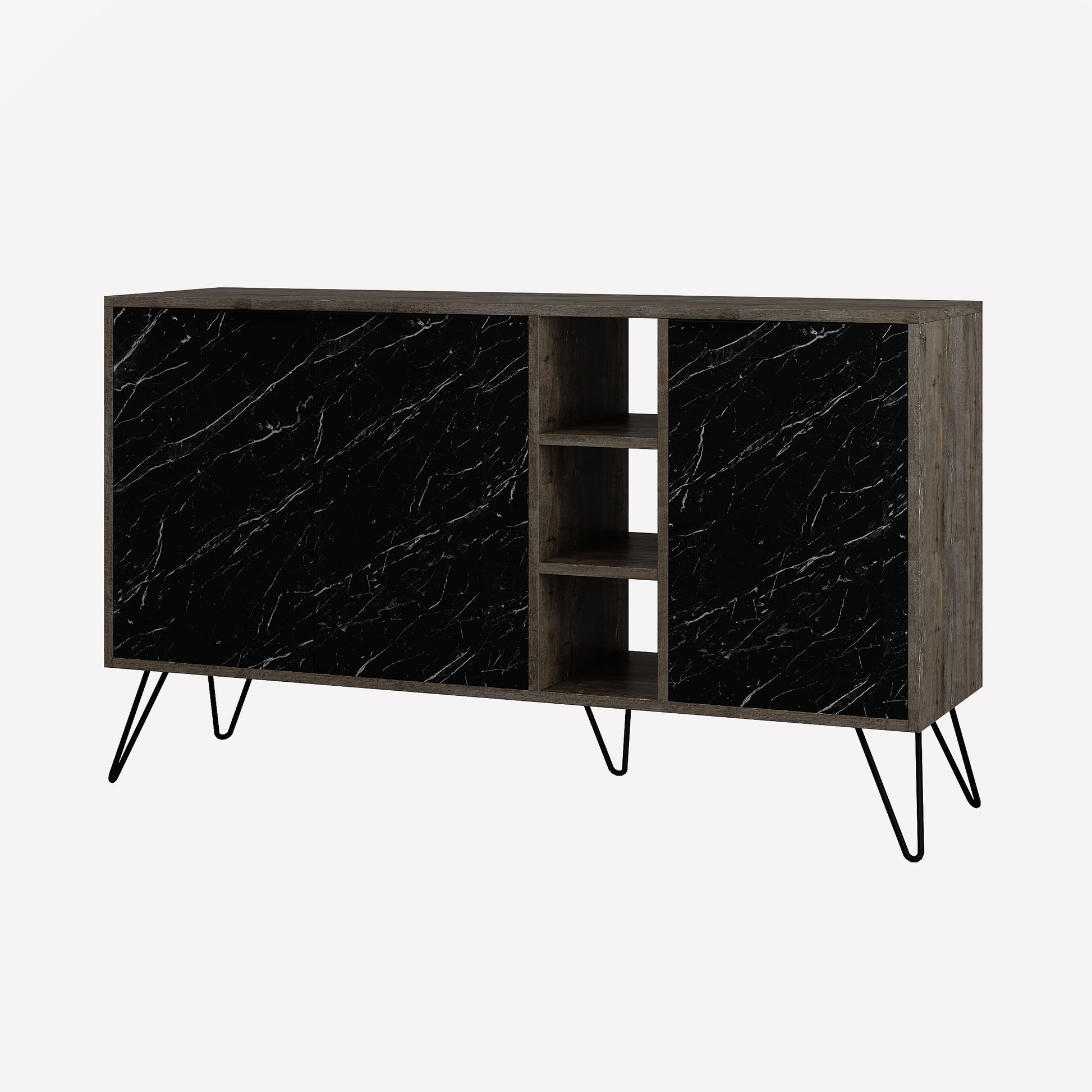 Modern sideboard cabinet with metal legs and closed storage, ideal for living room, dining area or hallway