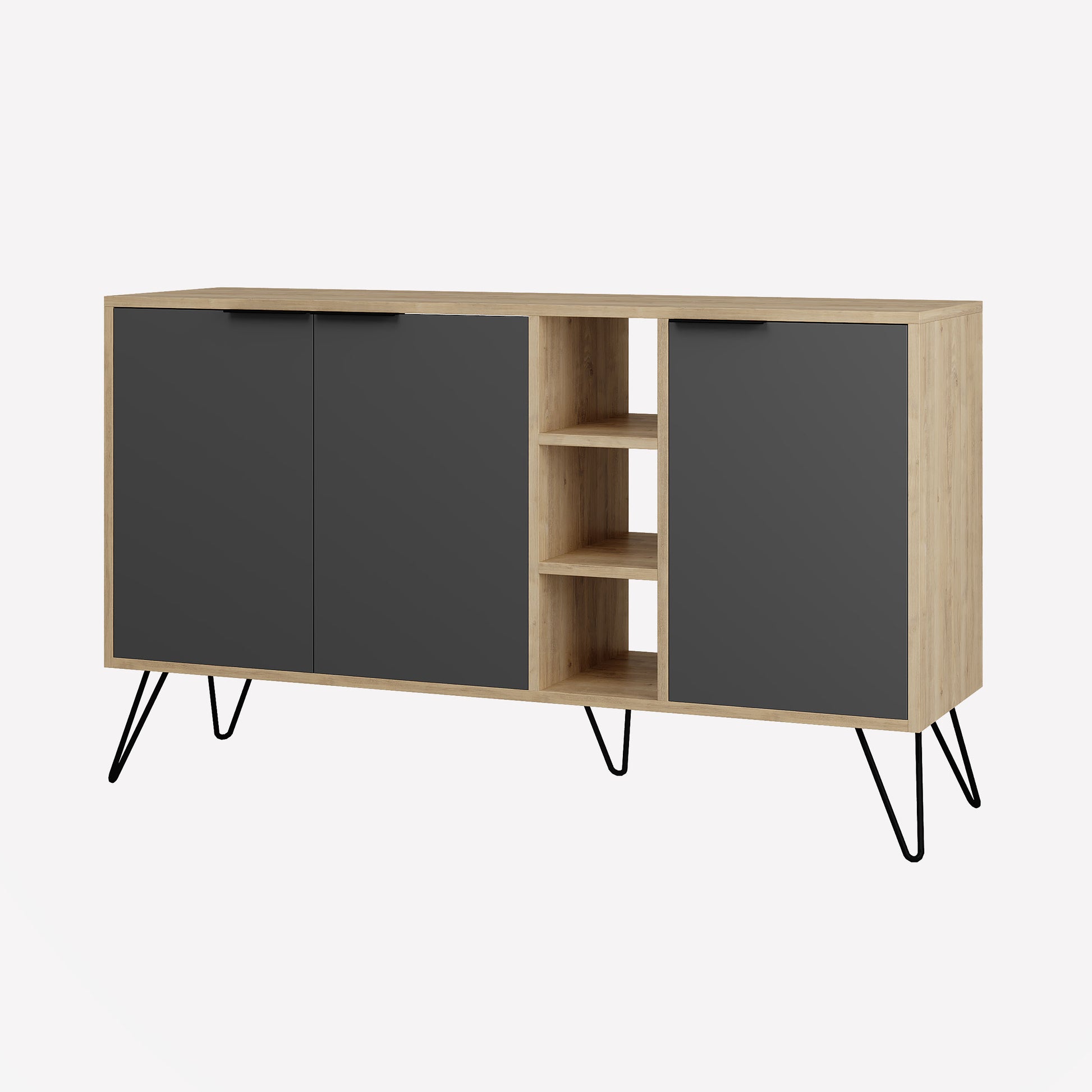 Modern sideboard cabinet with metal legs and closed storage, ideal for living room, dining area or hallway