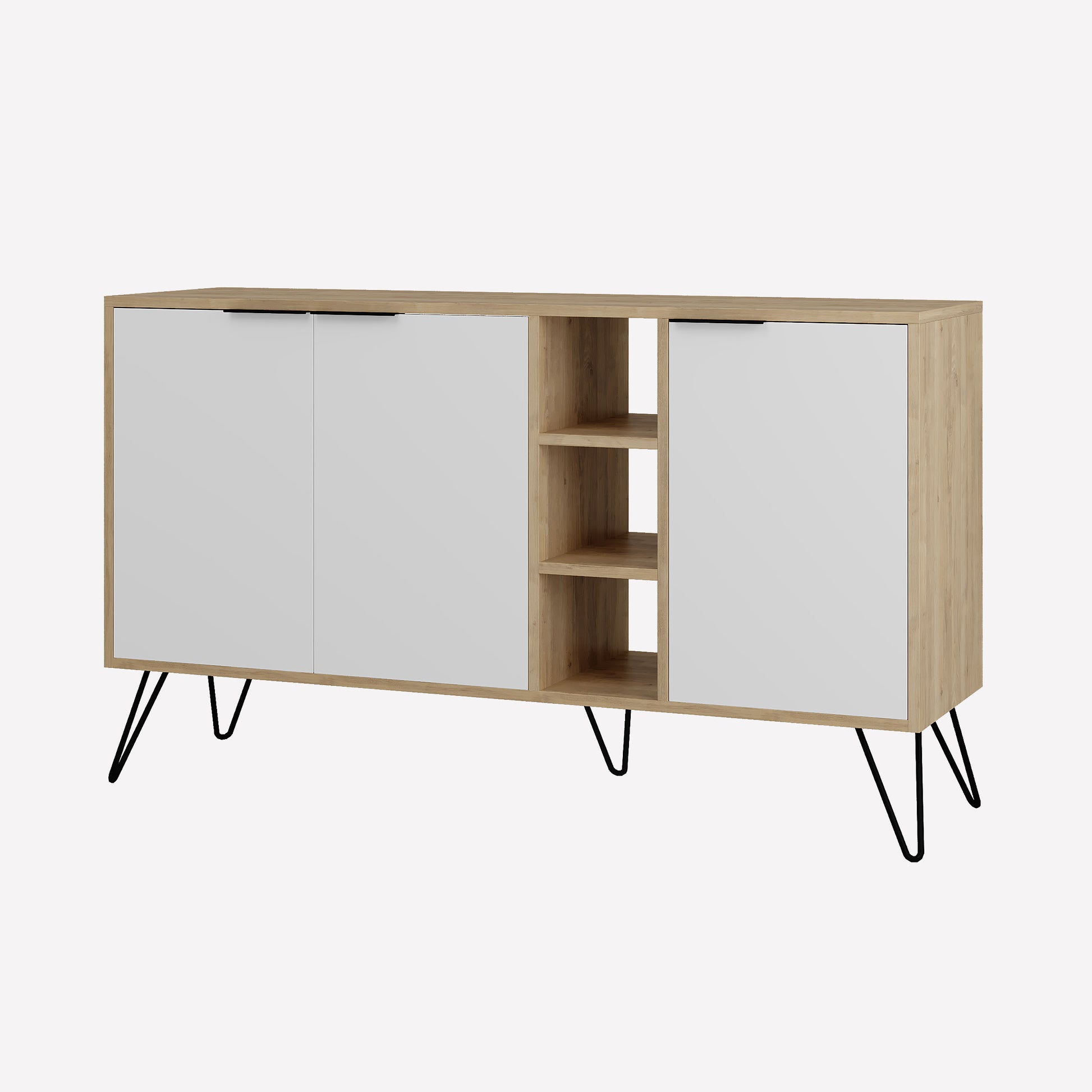 Modern sideboard cabinet with metal legs and closed storage, ideal for living room, dining area or hallway