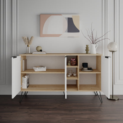 Modern sideboard cabinet with metal legs and closed storage, ideal for living room, dining area or hallway