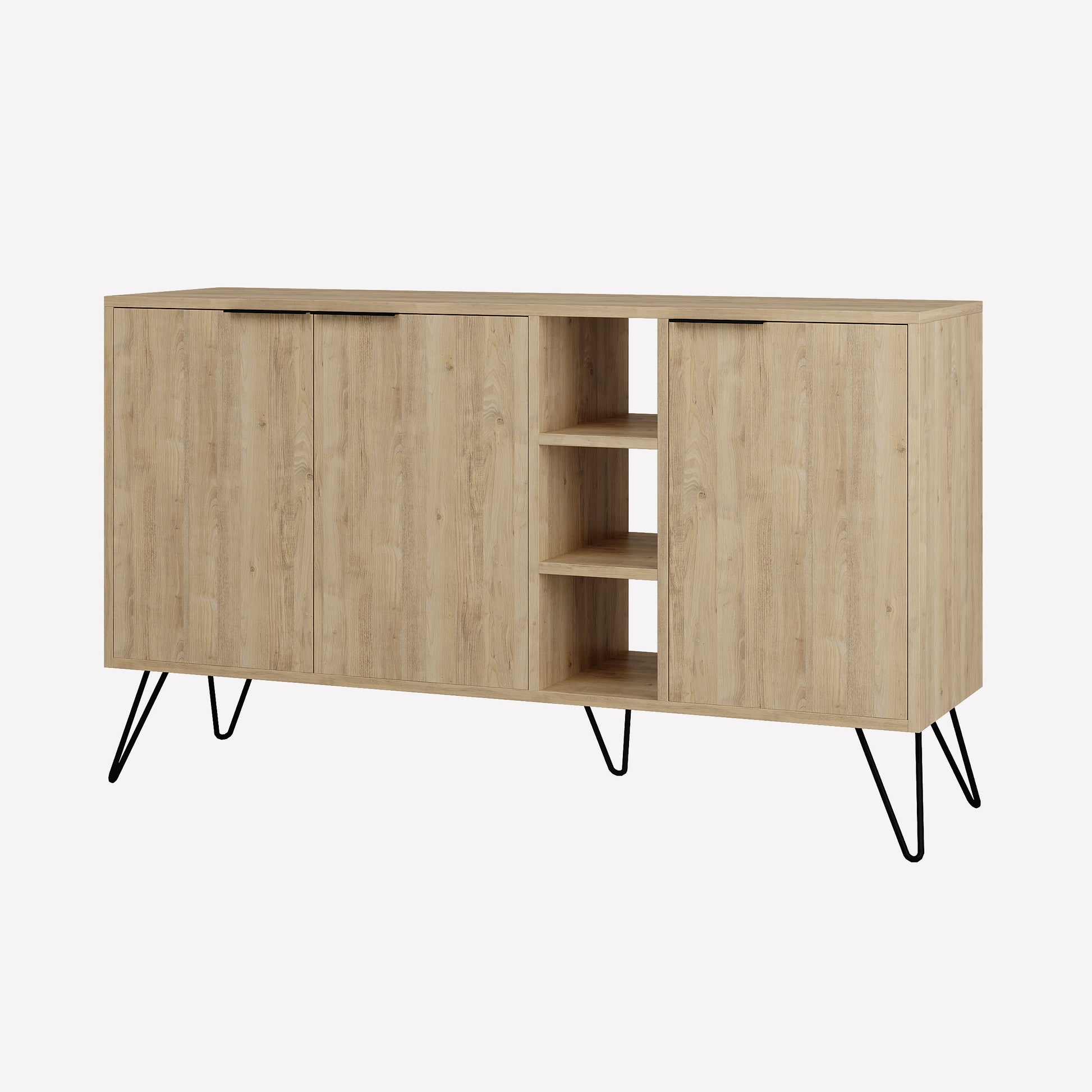 Modern sideboard cabinet with metal legs and closed storage, ideal for living room, dining area or hallway
