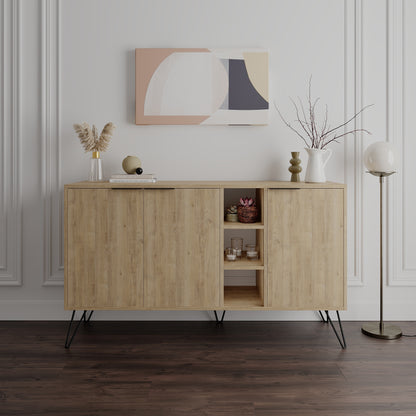 Modern sideboard cabinet with metal legs and closed storage, ideal for living room, dining area or hallway