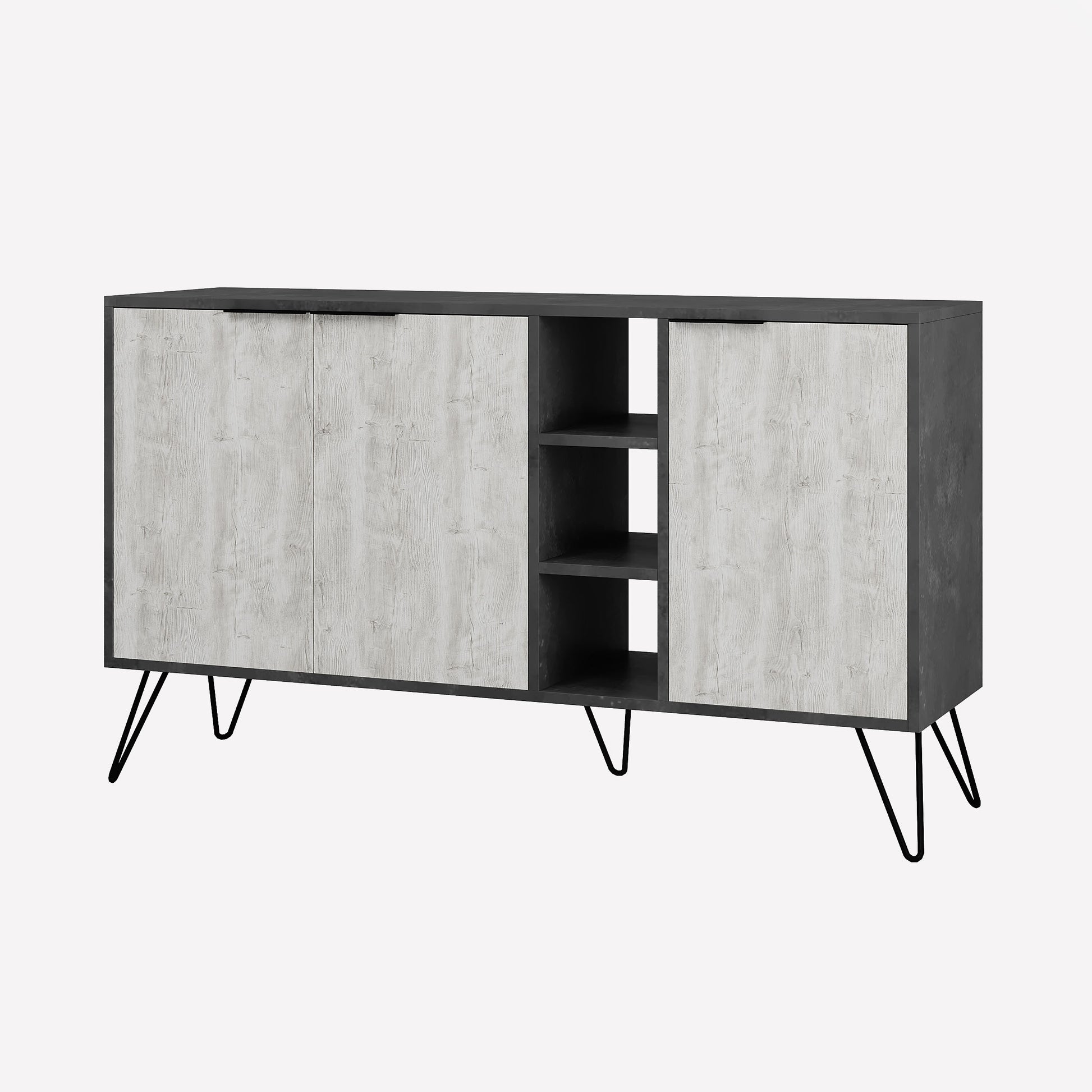 Modern sideboard cabinet with metal legs and closed storage, ideal for living room, dining area or hallway