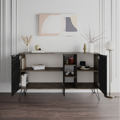 Modern sideboard cabinet with metal legs and closed storage, ideal for living room, dining area or hallway