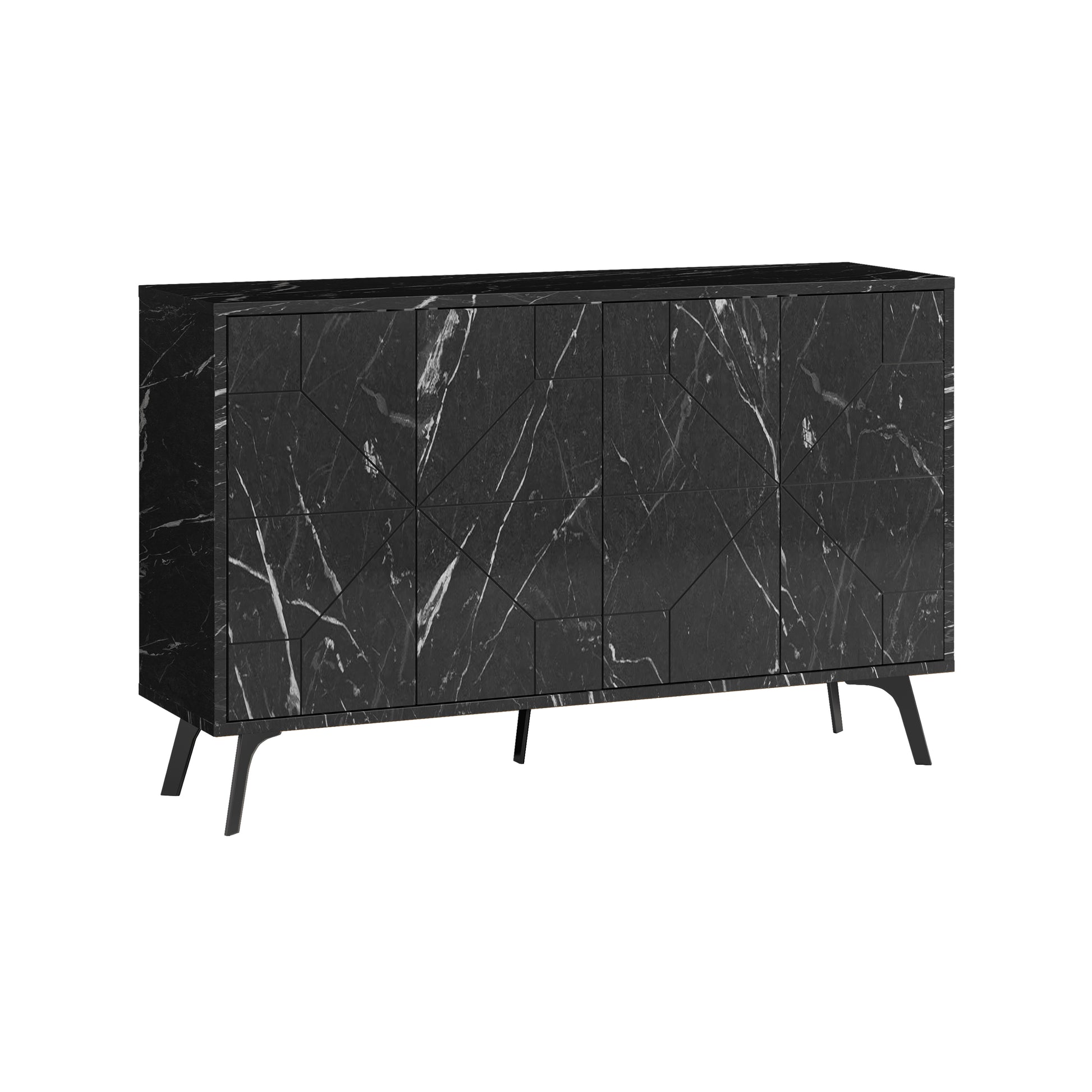 Modern sideboard cabinet with metal legs and closed storage, ideal for living room, dining area or hallway