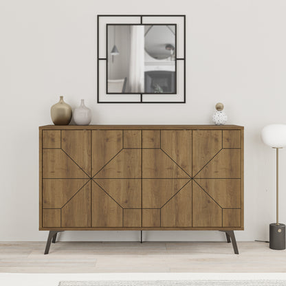 Modern sideboard cabinet with metal legs and closed storage, ideal for living room, dining area or hallway