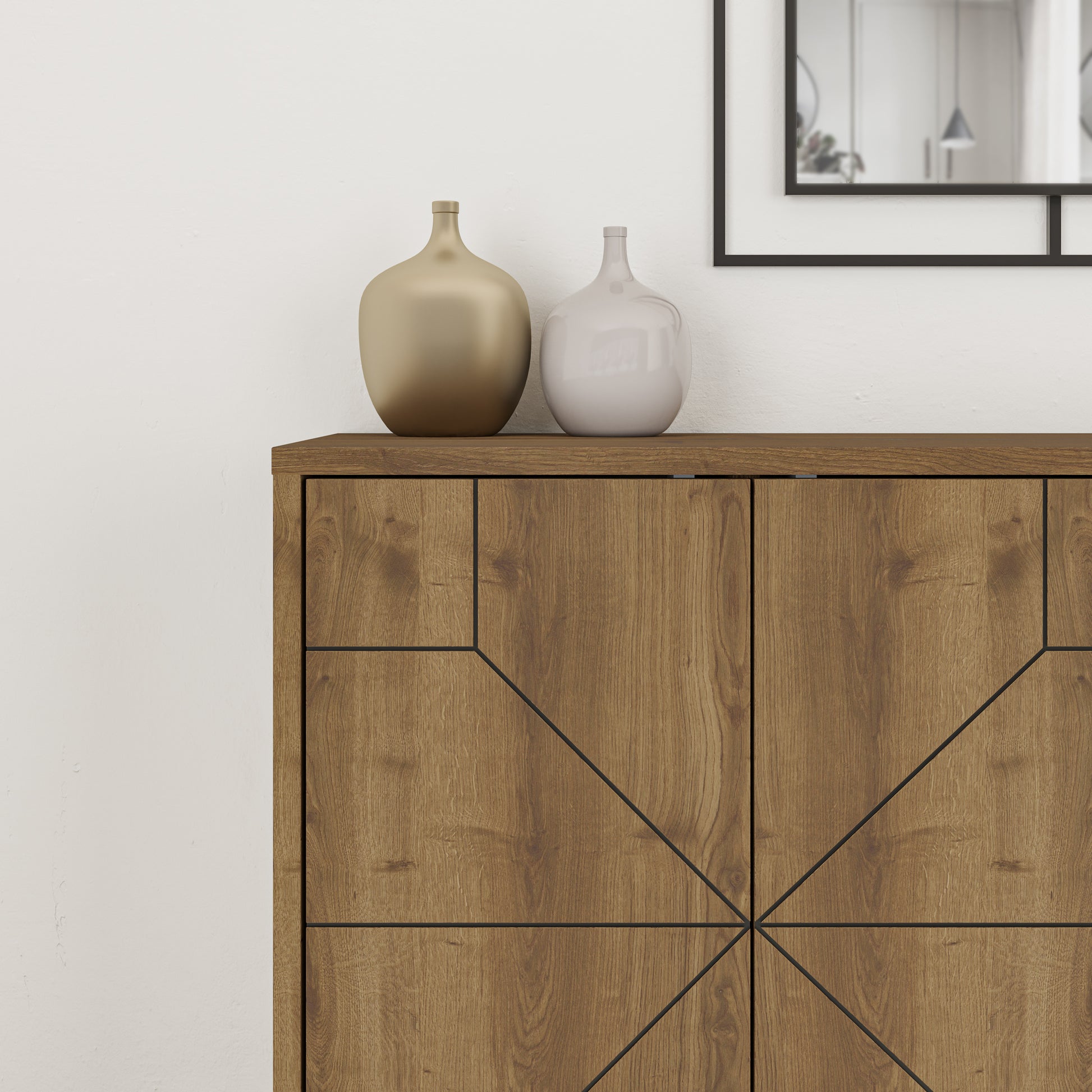Modern sideboard cabinet with metal legs and closed storage, ideal for living room, dining area or hallway