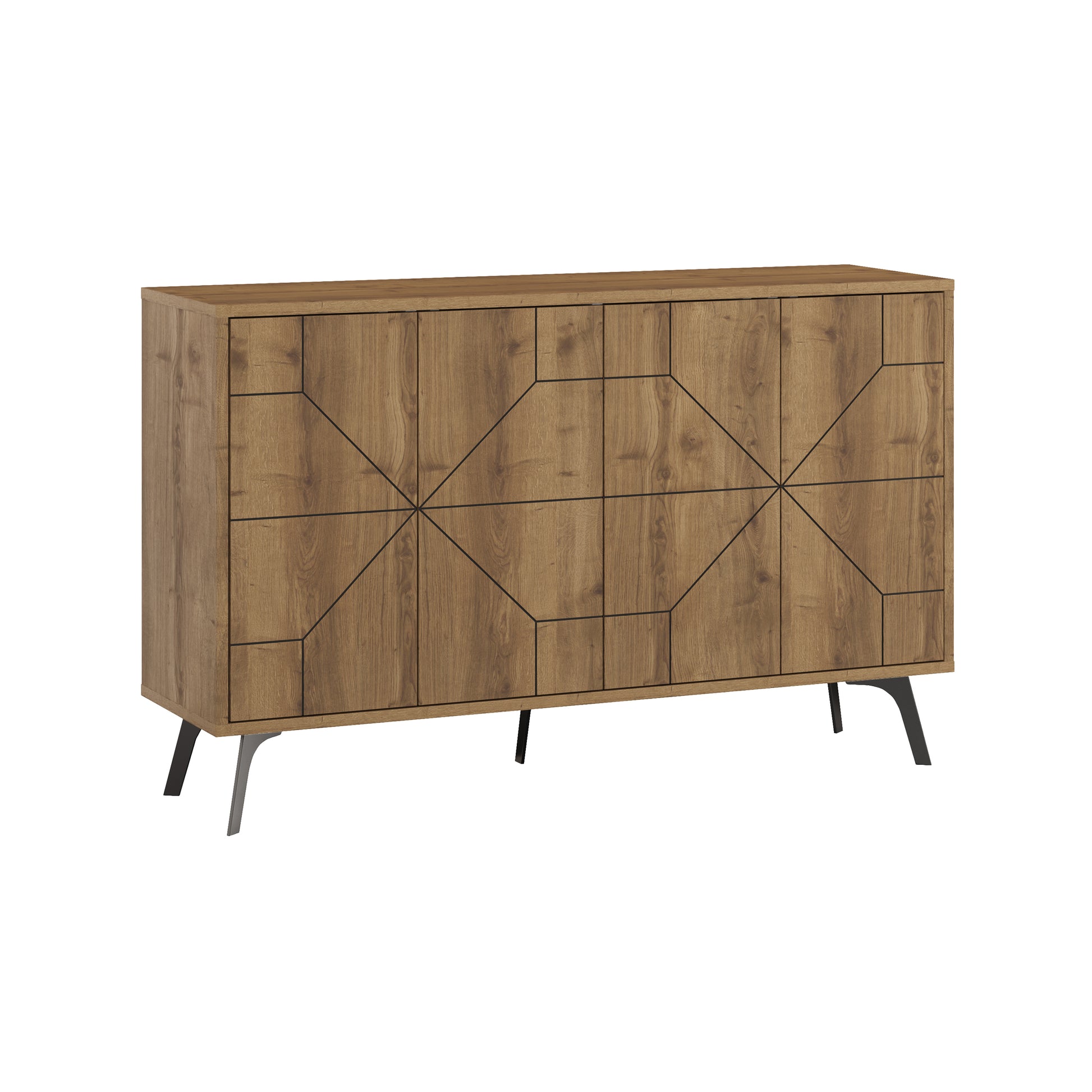 Modern sideboard cabinet with metal legs and closed storage, ideal for living room, dining area or hallway