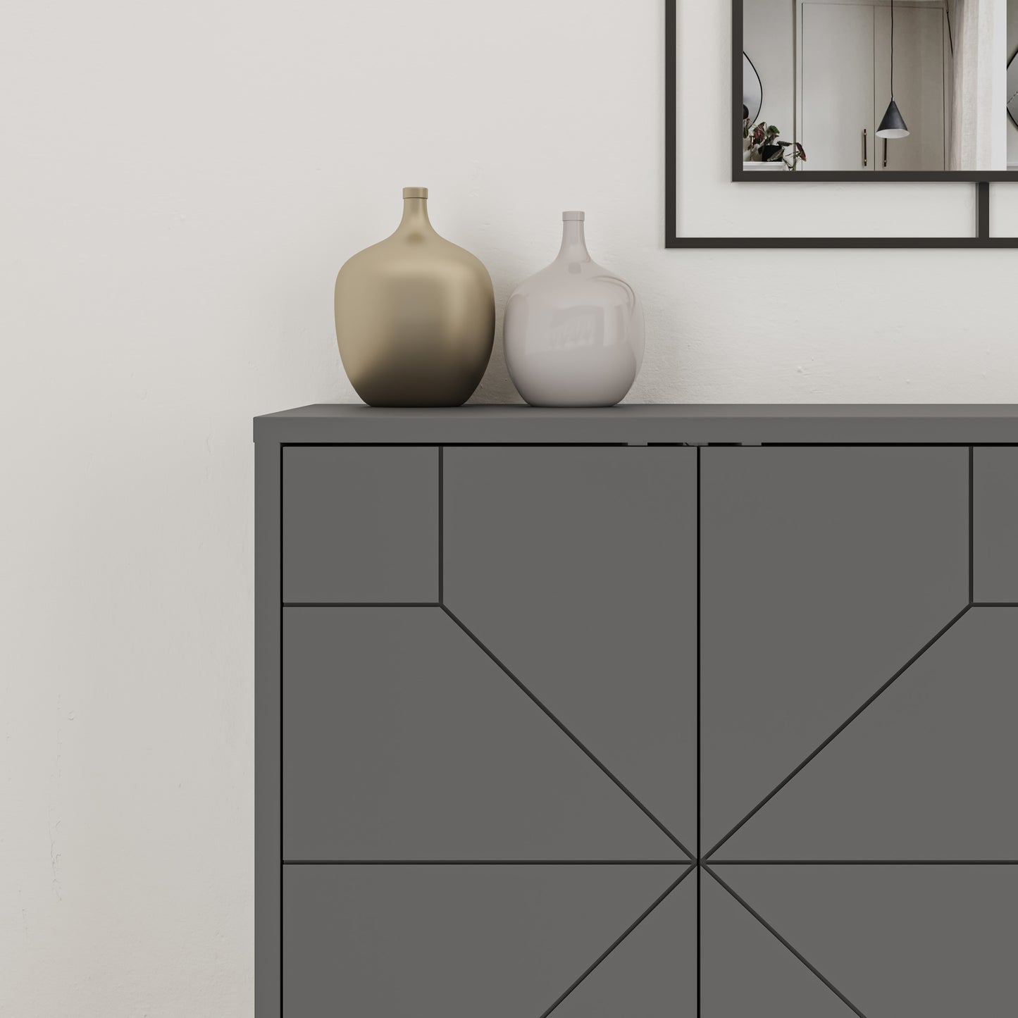 Modern sideboard cabinet with metal legs and closed storage, ideal for living room, dining area or hallway
